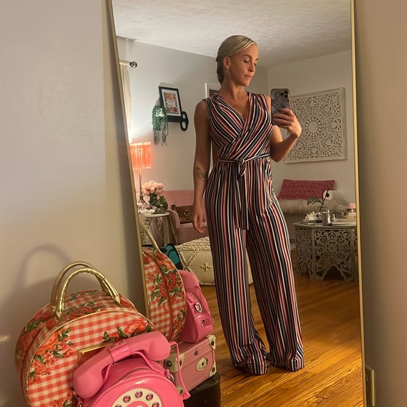 Donna Morgan Pinstripe Jumpsuit - Picture 3 of 6